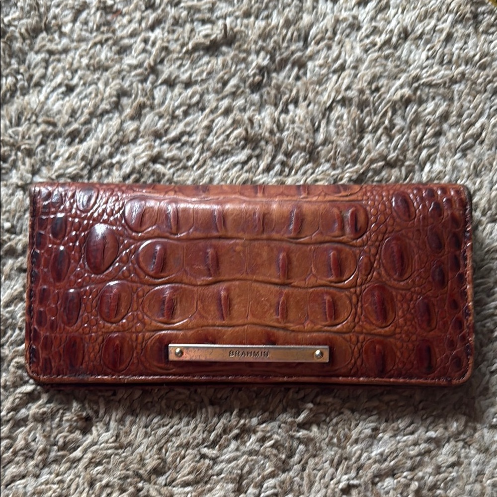 Brahmin Brown Crocodile Embossed Clutch